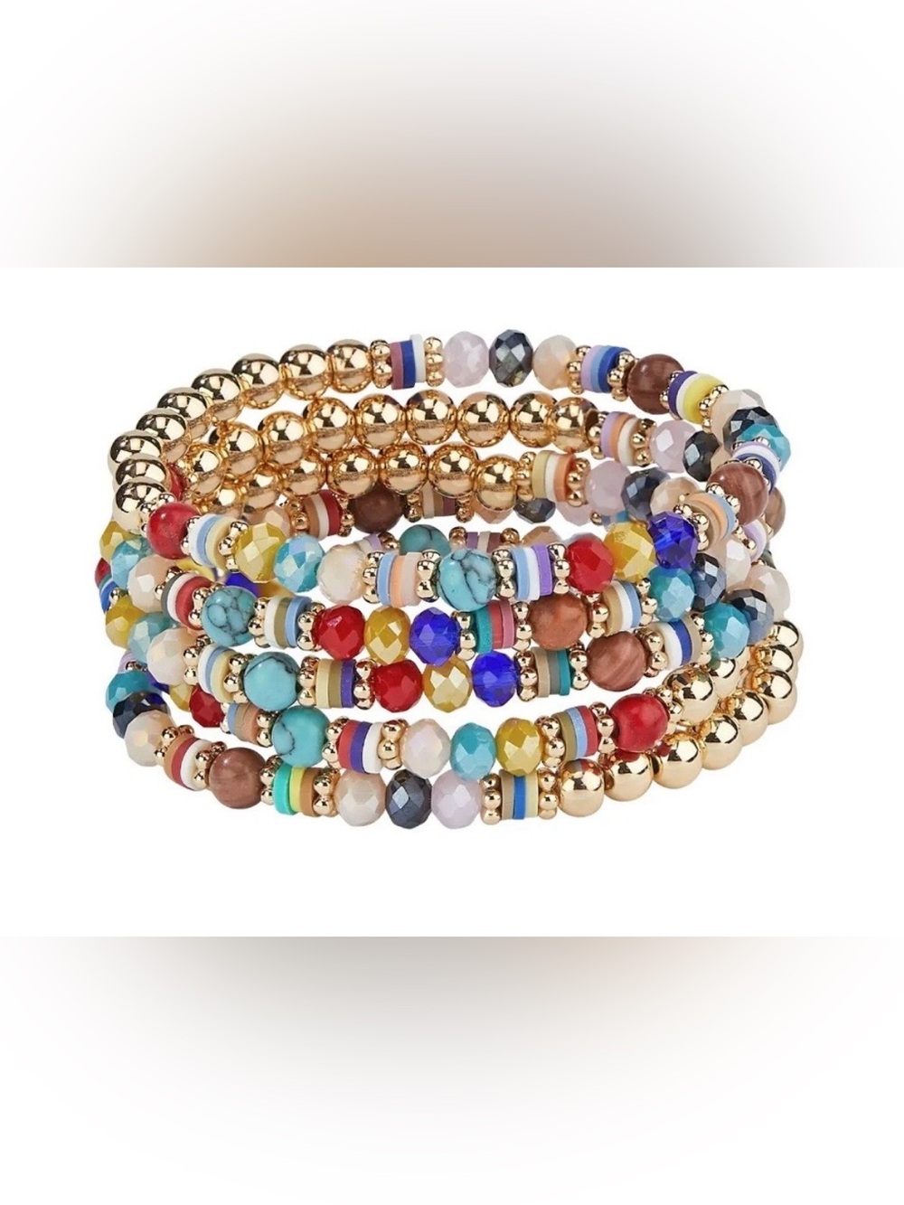 NEW Park Lane Jewelry Heartland Bracelet *Set of 5* Stretch Beaded Gold Boho